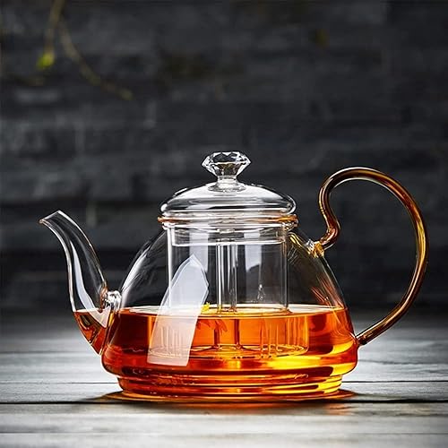 Miniatura 7 de OUSIKA Filtro de tetera de vidrio para el hogar Juego de té resistente a altas temperaturas 45.6 fl oz Salud Pot Espesado Gran Capacidad Juego de té