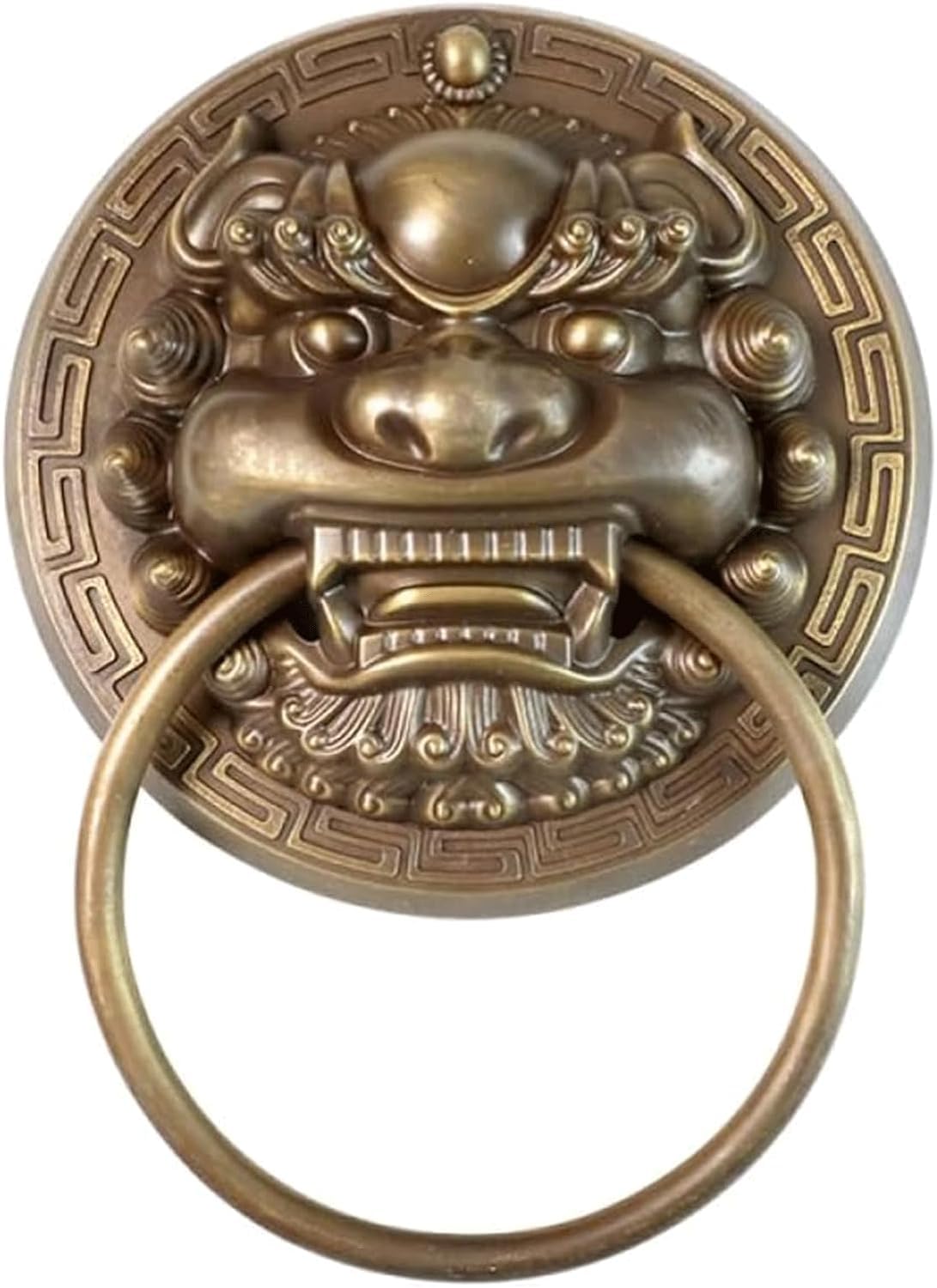 Vakorise A Vintage-Style Door Knockers, Hanging Door Lion Head Ring Knocker Brass Bronze Multiple Sizes