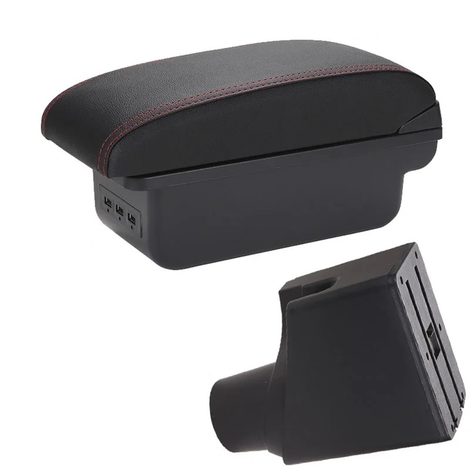 NOKRGQW Car Armrest Box For Toyota For Yaris For Hybrid 2015-2023 Car Armrest Center Storage Box Interior Retrofit Parts(B1 Black red 3USB)
