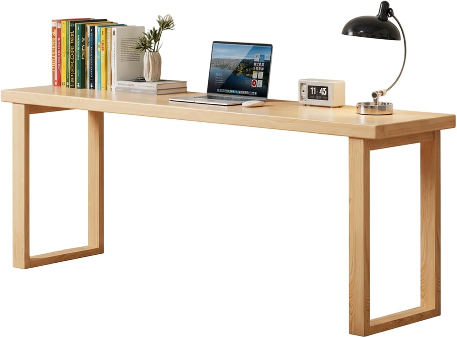 Solid Wood Narrow Desk for Small Spaces, 47 Inch Mid-Century Modern Console Table, 15.7" Deep Slim Computer Writing Desk for Home Office, Bedroom, Entryway(White)
