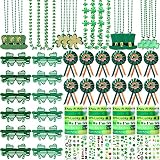 St. Patrick's Day Party Favor Accessories Decoration Set Bulk, Green Shamrock Necklaces, Rubber Wris