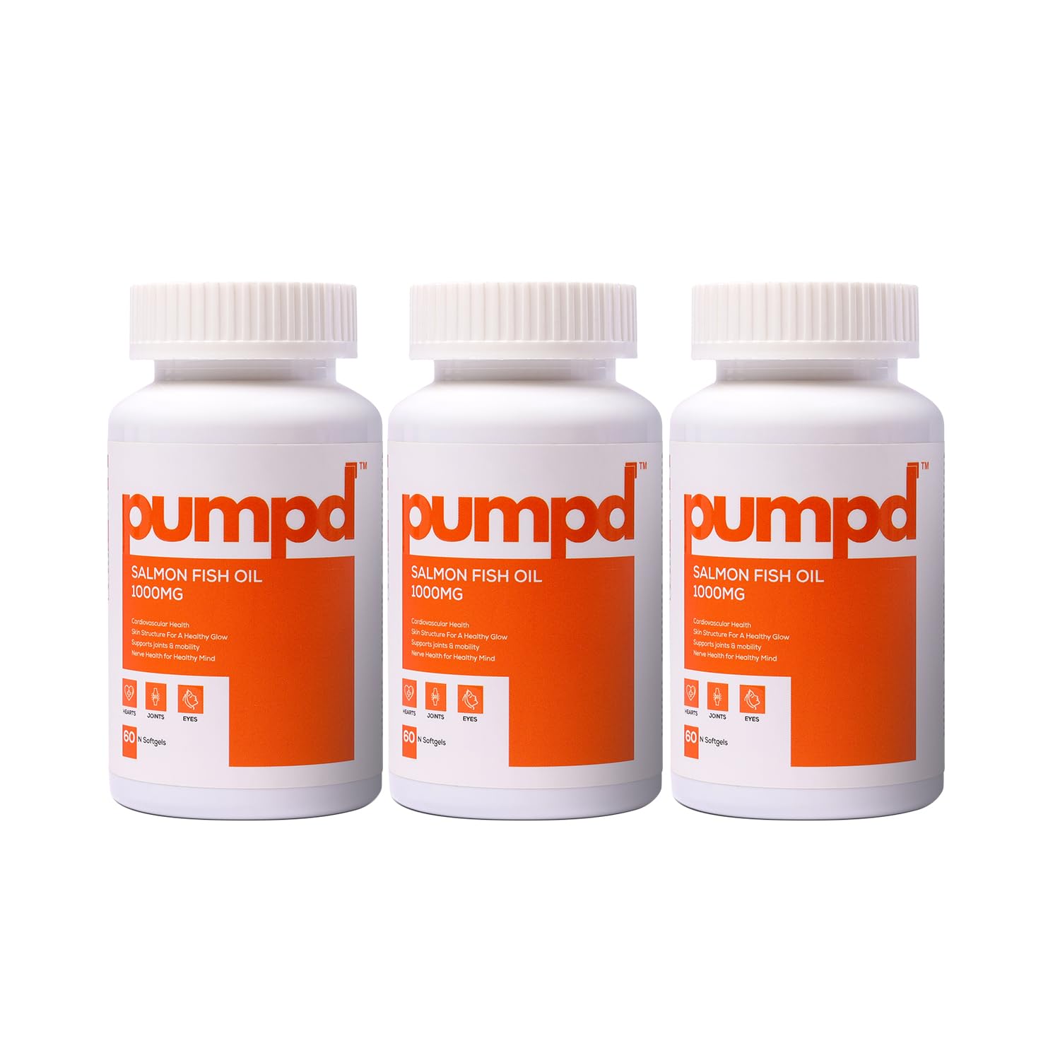 Pumpd Salmon Fish Oil 1000mg | Omega-3 EPA & DHA Softgels for Heart, Joint & Eye Health | Supports Skin Glow, Mobility & Brain Function | 1 Week Pack | Health Supplement for Men & Women — Amazon image 3