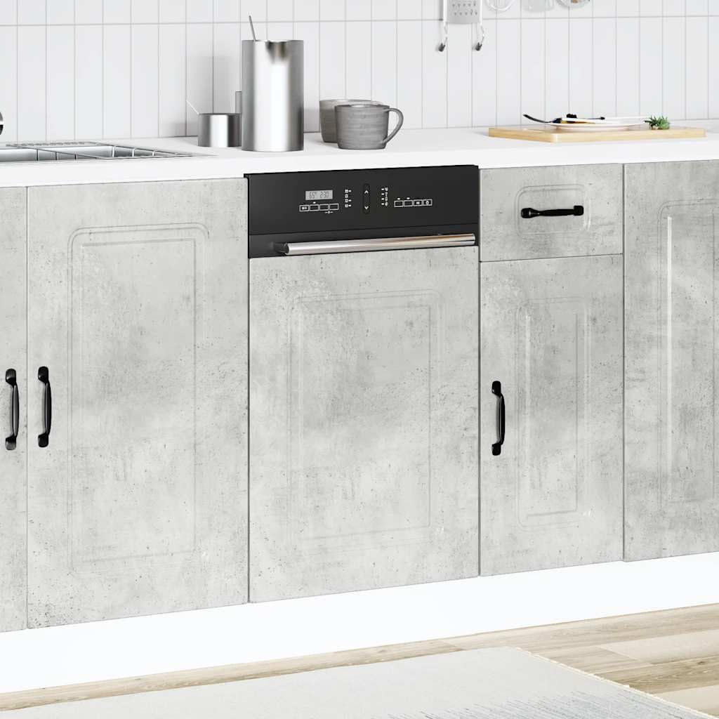 Kalmar - Pannello frontale per lavastoviglie in legno grigio cemento, 45 x 1,5 x 57 cm, pannello frontale per lavastoviglie da incasso, moderno