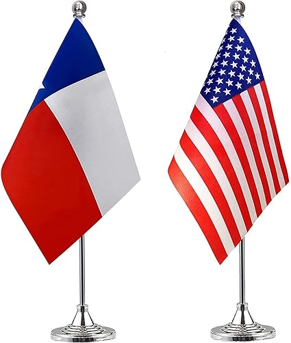 Miniatura 12 de WXTWK Paquete de 2 banderas de escritorio pequeñas de Estados Unidos Chicago IL con base de soporte, decoración de celebración de eventos y eventos