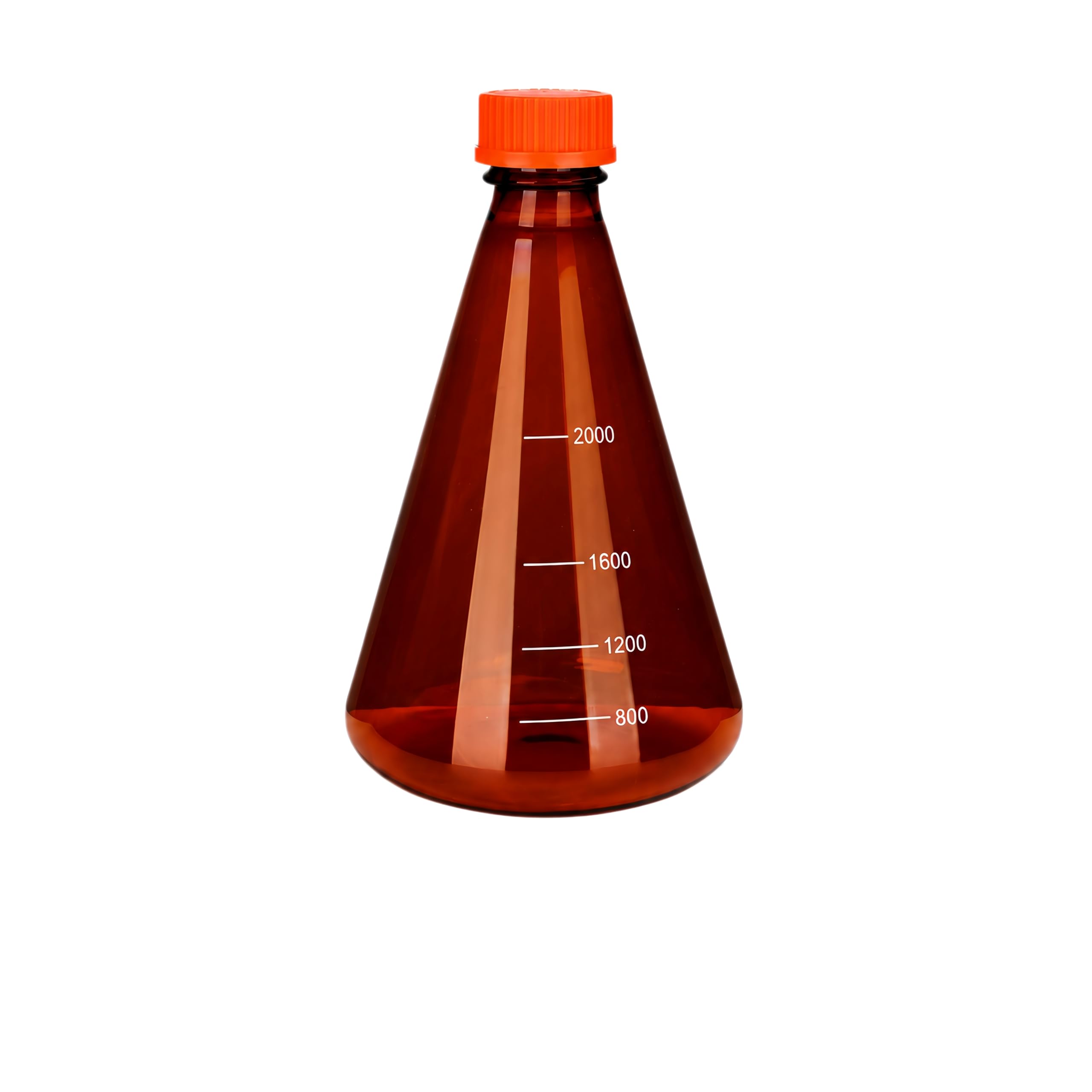 VIDOO Bursztynowa Kolba Erlenmeyera z Zakrętką GL, ze Szkła Borokrzemowego z Podziałką Laboratoryjna Kolba Stożkowa, GL45 2000ml