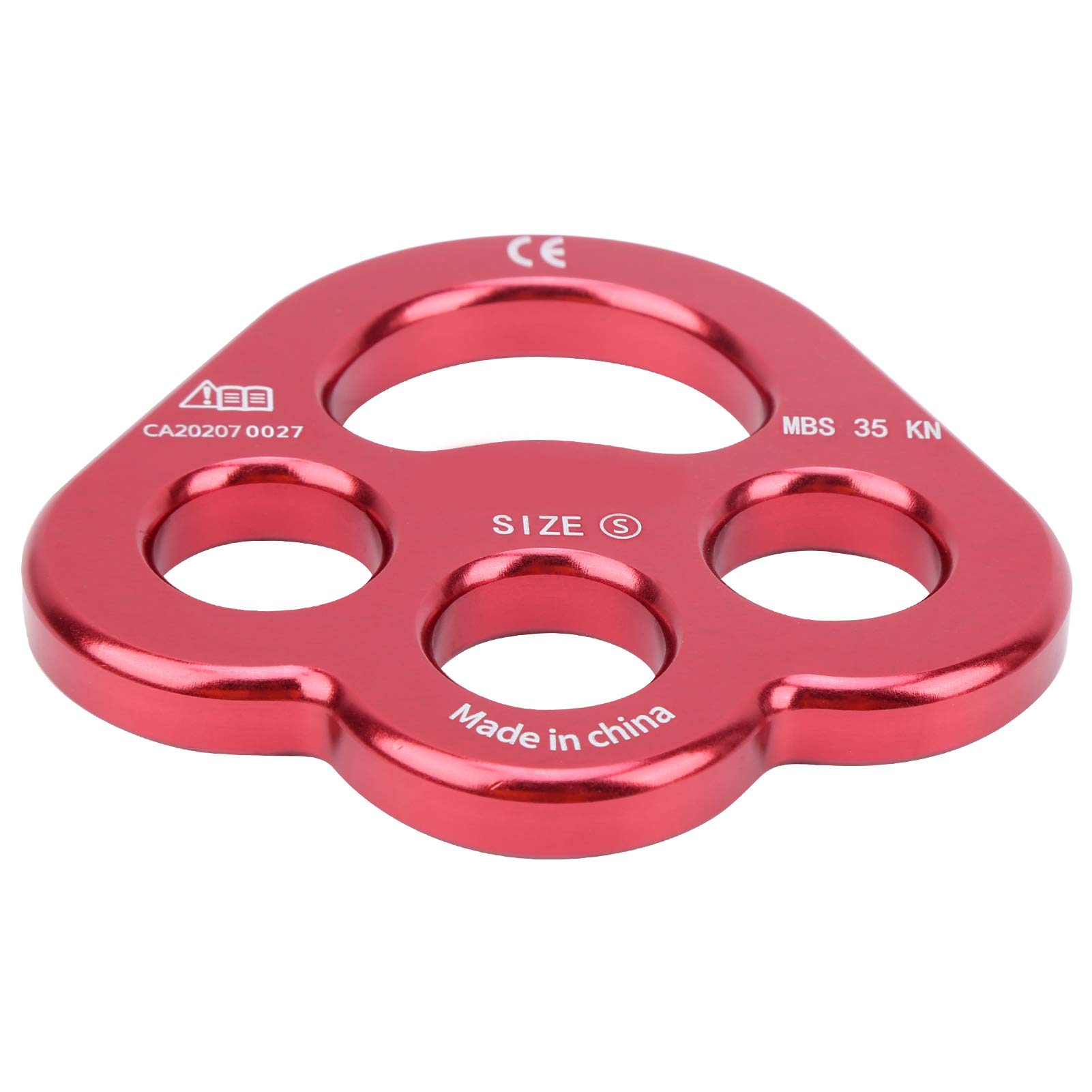 Junluck Rigging Plate, 35KN 3 Holes Force Rigging Plate Force Plate Anchor Divider Finger Force Plate Climbing Equipment for Downhill, Rock Climbing, Ice Climbing (Red)