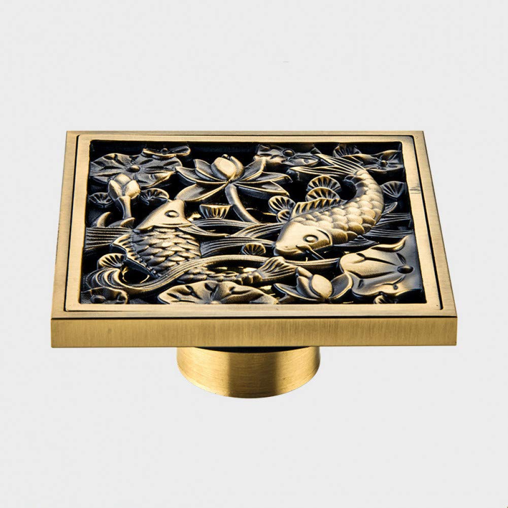 Drain de sol en cuivre carré 100 mm anti-odeur pour douche rétro