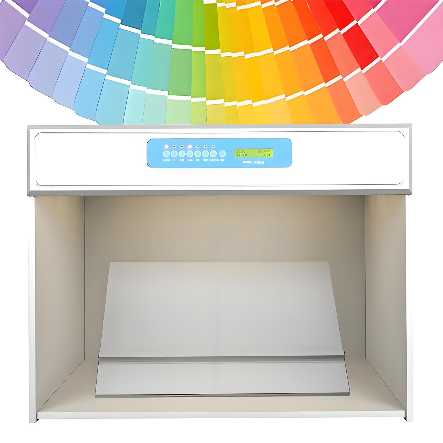 Cabine de Correspondance des Couleurs à 4/5/6 Sources Lumineuses, Test d'une même Couleur et de différents spectres pour l'impression et la Teinture de Textiles. Sixlights-No45°Grandstand