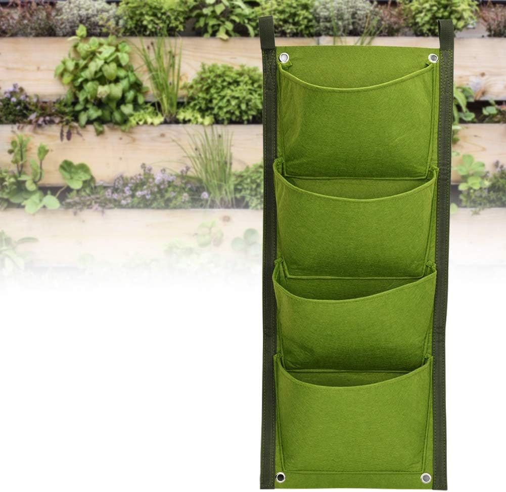 Acouto Vertical Garden Wall Kit Hanging Plants Pockets 32×27×5 4 Pocket Vertical Greening Hanging Wall Outdoor Garden Grow Plant Bags Planter