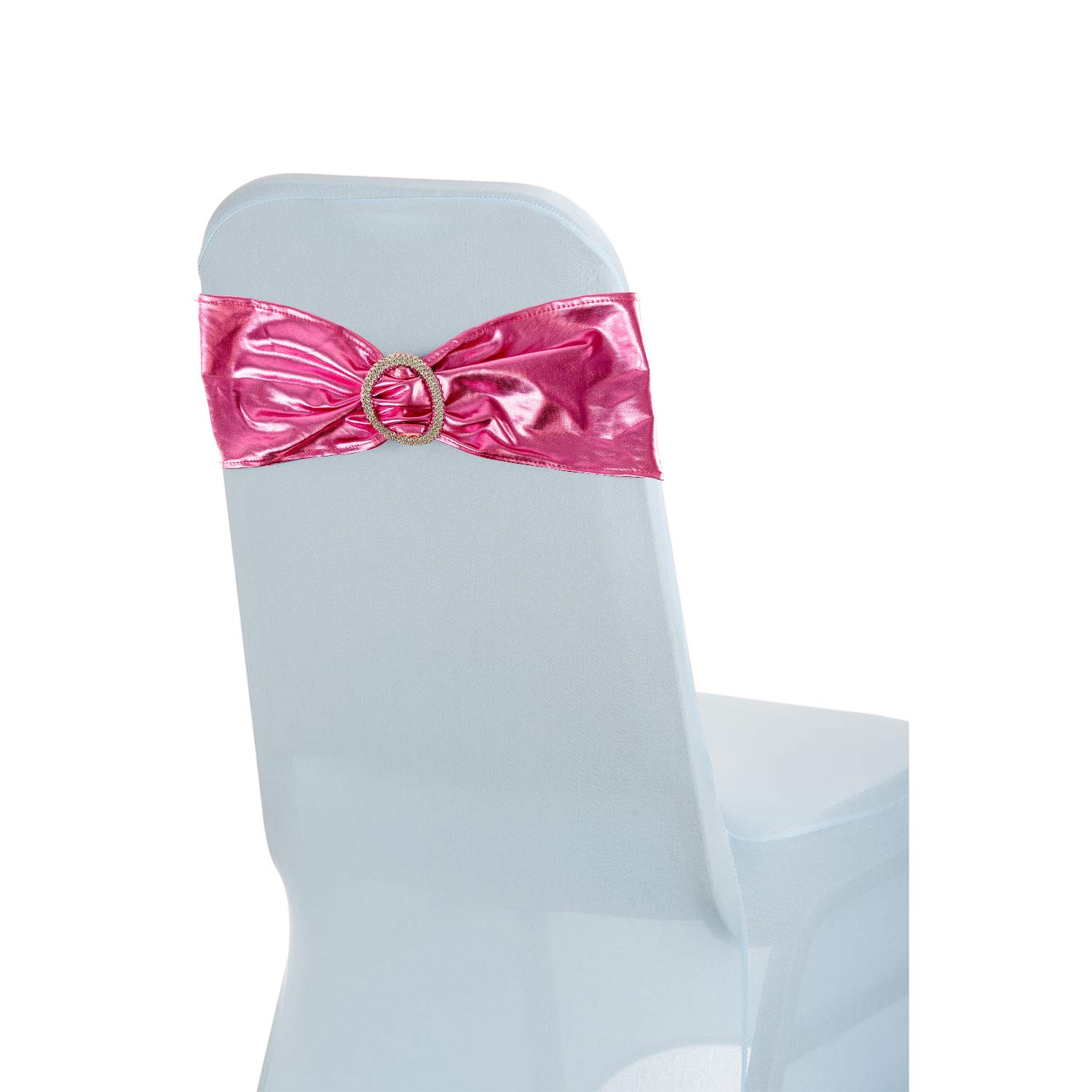 Trimming Shop 50pcs Stretchy Elastic Shiny Chair Band with Buckle, Pink