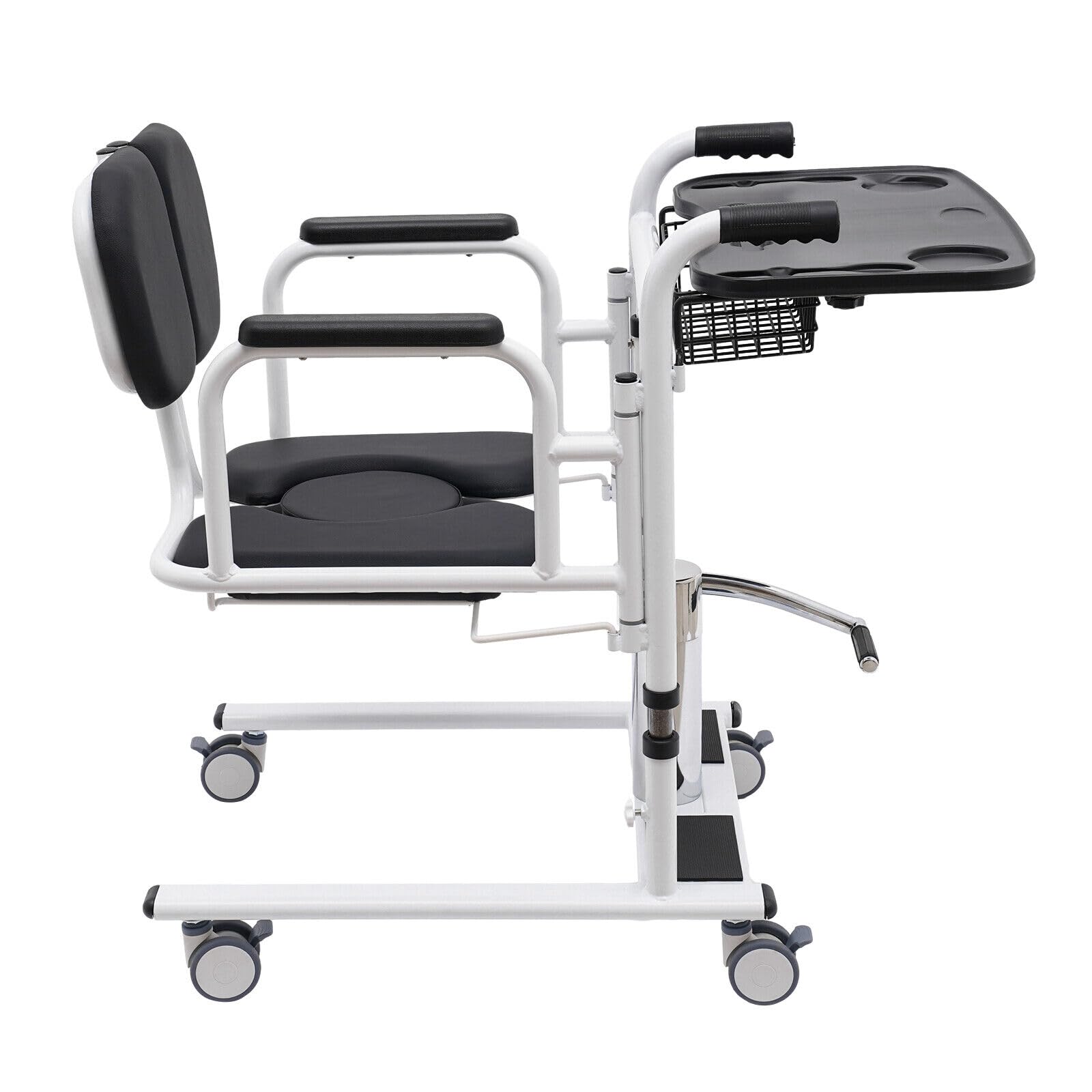 Sollevatore portatile per anziani e anziani, sollevatore disabili,supporto per trasferimento, sedia da doccia multifunzione con seduta divisa a 180°, portata 150 kg (nero)