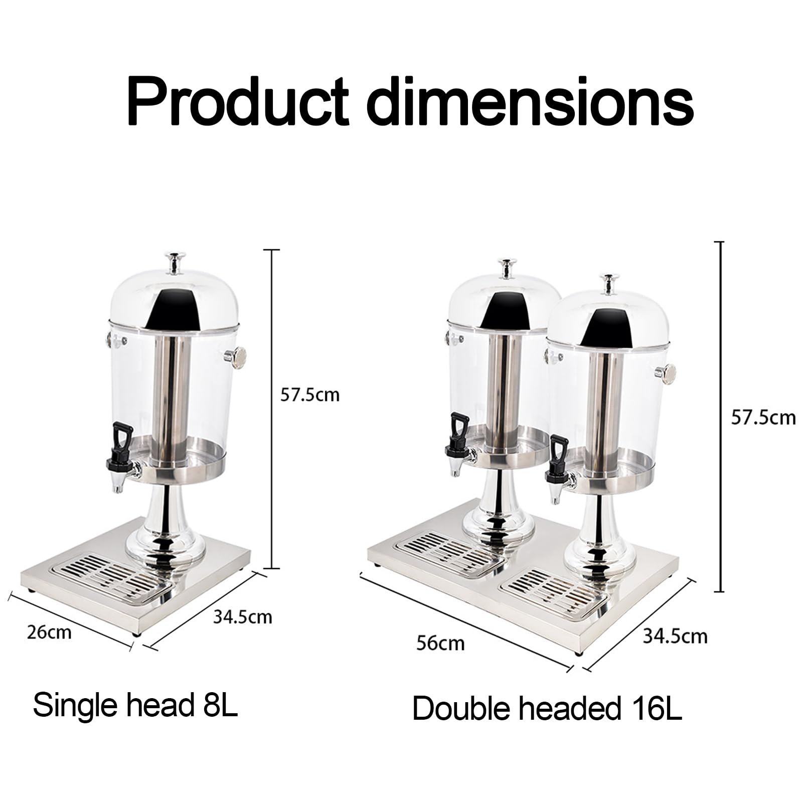 Dispensador de bebidas de acero inoxidable con grifo, dispensador de jugo comercial para bebidas frías, cócteles, agua, refrescos