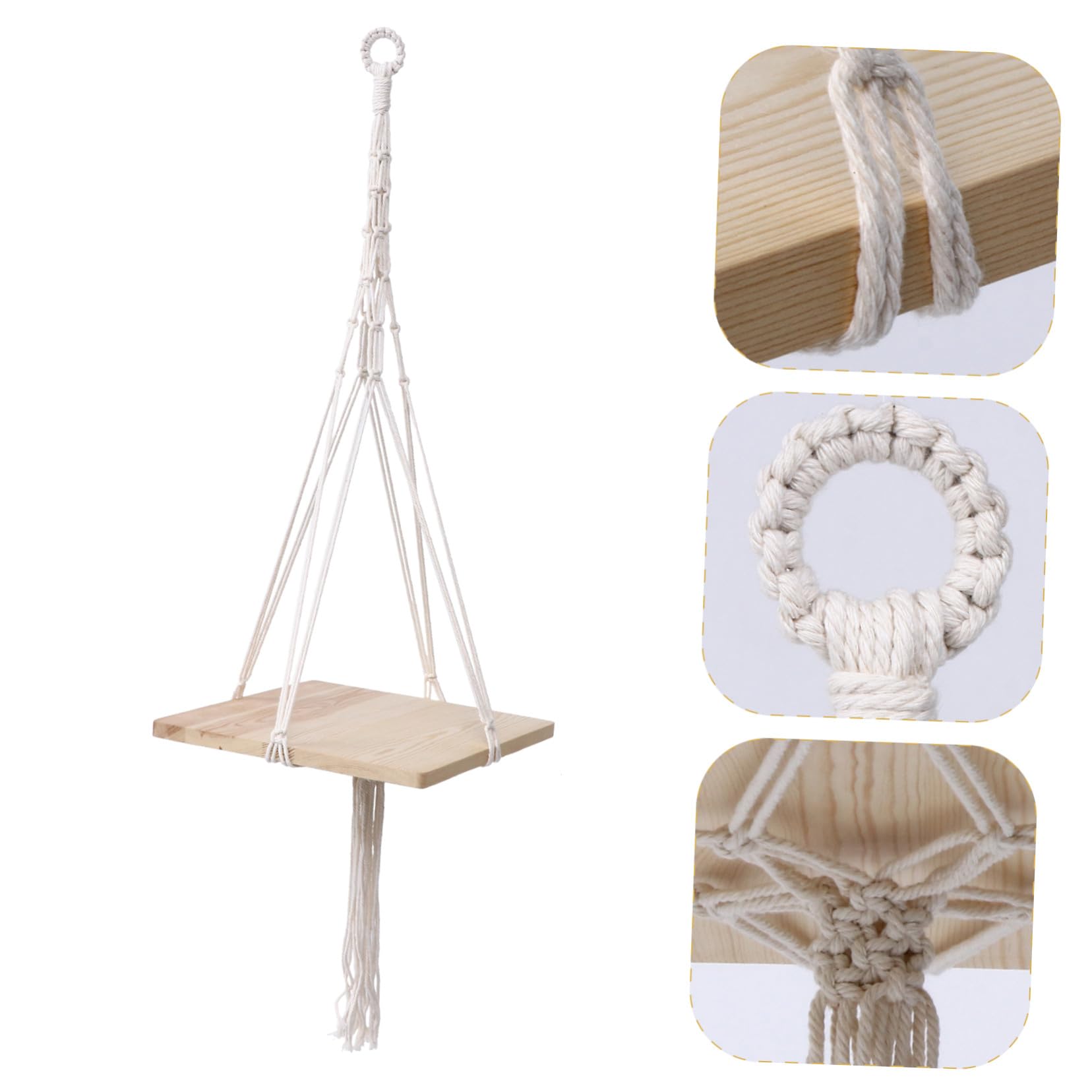 NUOBESTY Hängender Pflanzkorb aus Baumwolle für Balkon und Wohnung, Beige