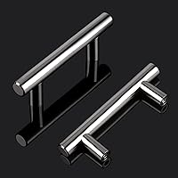 Vista 2 de Manijas Probrico modernas para gabinetes de cocina, con forma de T, color blanco