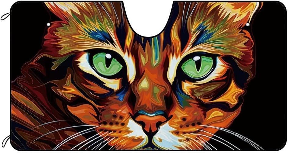 Abyssinian Bengal Cat Windshield Sunshade for Car Truck SUV Cute Pet Face Front Windows Sunshade Blocks UV Rays Sun Heat 51x26.8 Inch Style 2