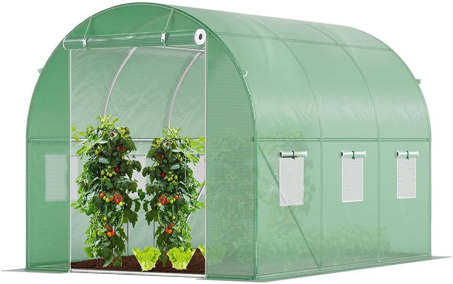VOUNOT® Polytunnel Greenhouse 3x2x2m 6m² Poly Tunnels Gardening Walk In Pollytunnel Tent with Steel Frame