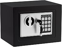 ELLAIG Small Wall Safe Box with Digital Keypad & Override Keys - 9x7x7 Inch Mini Electronic Security Safe for Jewelry, Coins, Guns, Home Office (Black)
