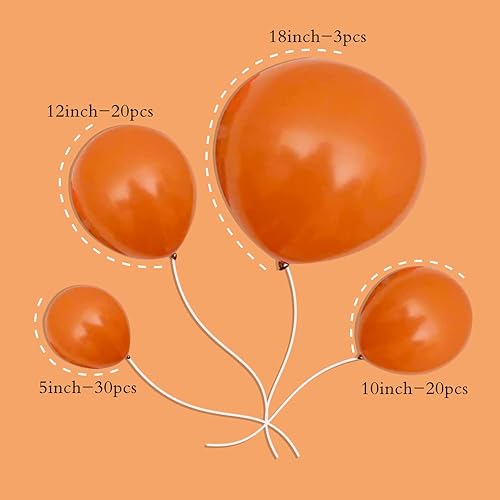 Miniatura 4 de Globos de color naranja quemado, 73 unidades de 5101218 pulgadas, globos de fiesta de baby shower, decoración de feliz cumpleaños, globos tropicales