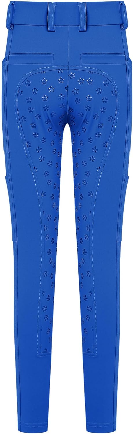 Kaerm Girls Horseback Riding Breeches Silicone Full Seat High Waist Equestrian Tights Horse Riding Pants