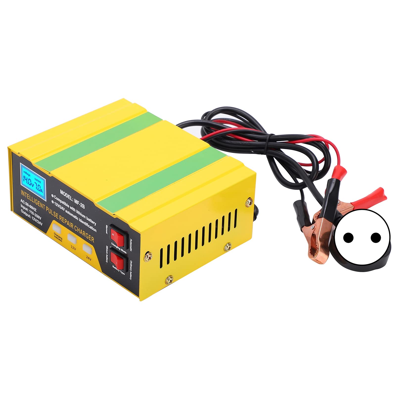 YWBL-WH Chargeur de Batterie Chargeur de Maintien du Mainteneur Automatique pour Les Principaux Batteries au Lithium Aciding 180W 12V 24V (Prise UE)