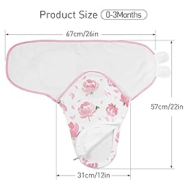 GLLQUEN BABY Baby Swaddle Sleep Sacks with Zipper - 3-Pack Newborn Swaddling Sack, Baby Swaddles Sleep Sack 0-3 Months,Pink Floral or Leaves, Swaddling Blankets 3 Pack Wrap Set, Easy Change Swaddle