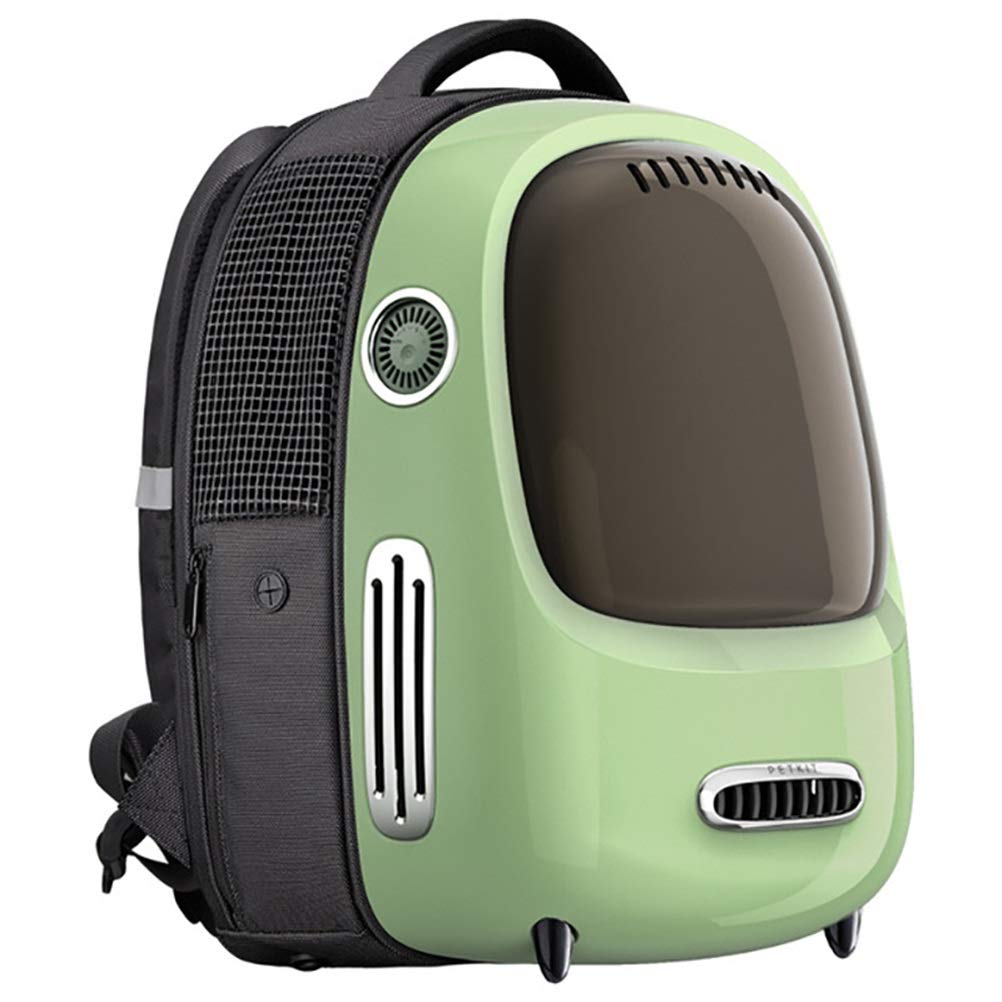 Musite Travel Cat Handbag Space Capsule Window Bubble Astronaut with USB Lighting Fan Pet Carriers/Green