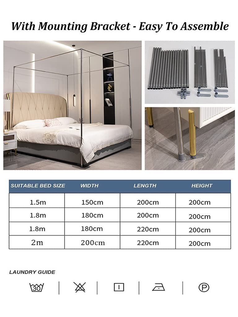 Baldachim do łóżka Deluxe z wydrążonym baldachimem do łóżka, dwuwarstwowa zasłona do łóżka Four Seasons ze wspornikiem montażowym, do pojedynczego podwójnego łóżka, łatwy w montażu (kolor: s