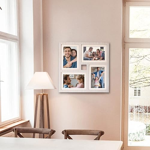 Miniatura 3 de MONT PLEASANT Marco de fotos de collage de 5 x 7 pulgadas, 4 aperturas, marco de fotos rústico de granja de 4 x 6 con paspartú, marco múltiple para