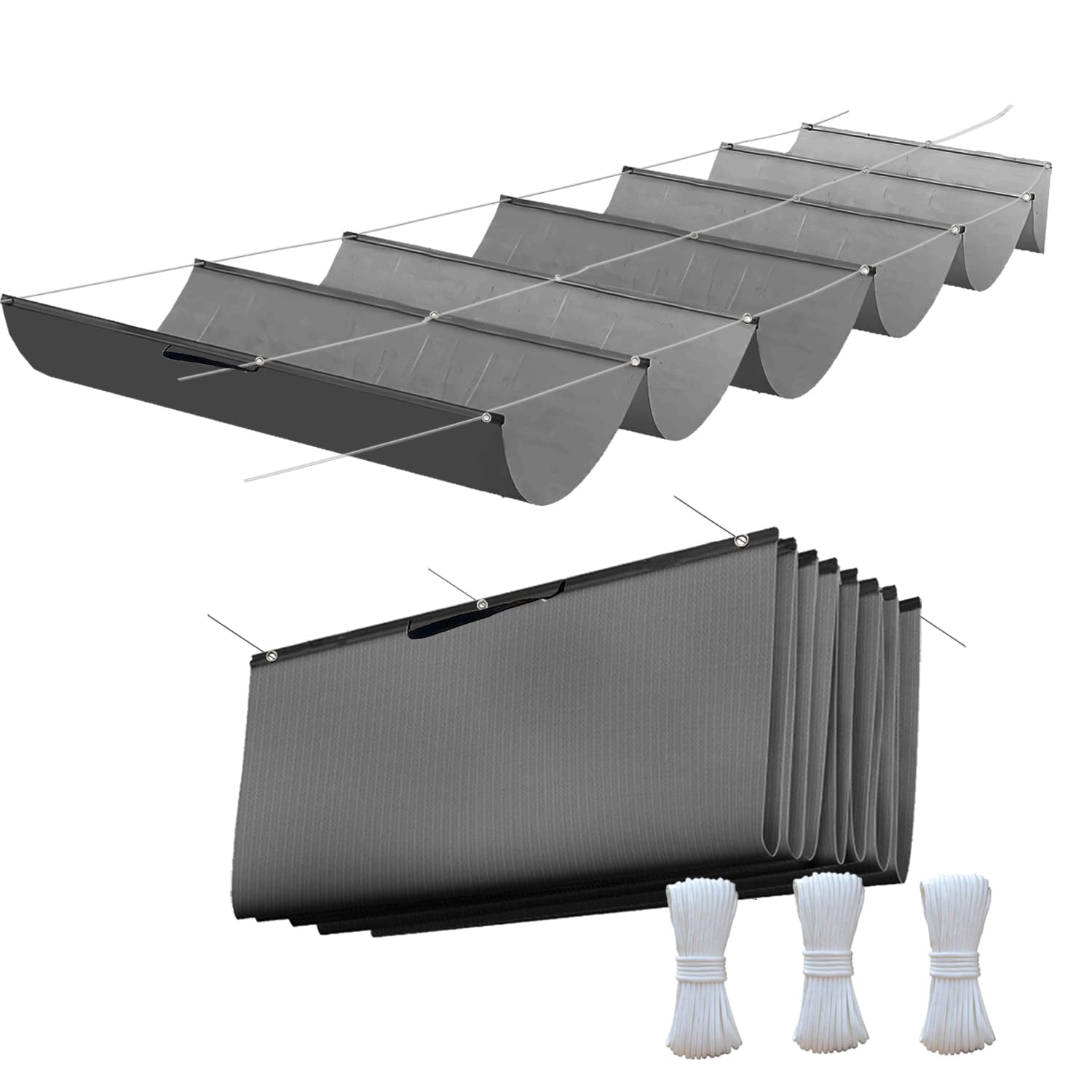 Tenda da sole retrattile, 1 x 3,5 m, pergolato regolabile, con tela impermeabile e resistente ai raggi UV, copertura per ombra, con corde di fissaggio per terrazze, pergolato, grigio scuro