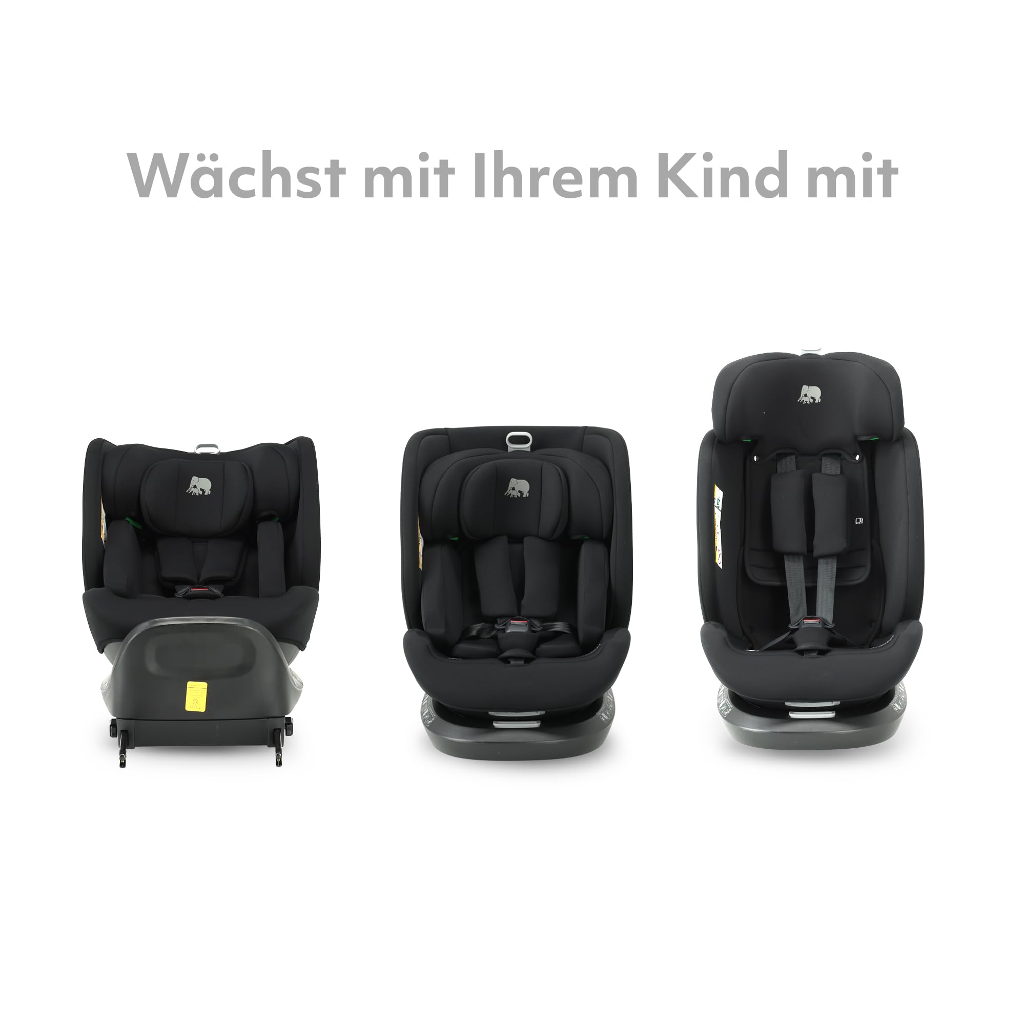 Deryan Cassie i-Size Kindersitz 40-150 cm - Gruppe 0+/1/2/3, Drehbarer Autositz 360°, 0-12 Jahre (0-36 kg), Isofix, Gurtbefestigung, Seitenaufprallschutz, Verstellbare Kopfstütze (Schwarz)