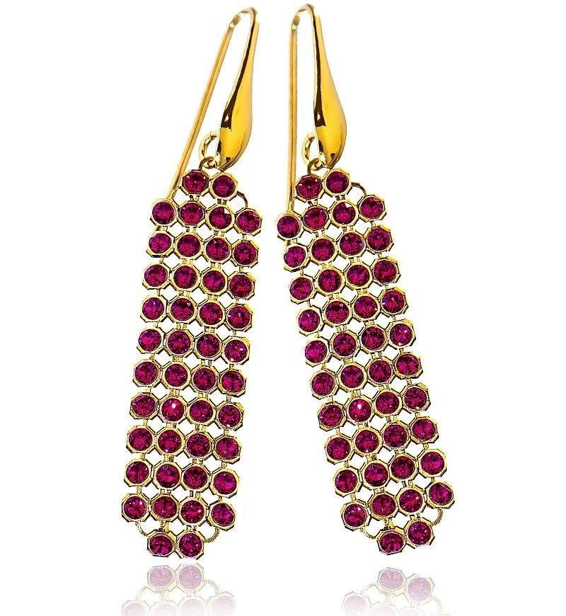 Ruby Gold Crystallized Orees bijou en argent 925 plaqué or 24k avec rubis d'origine