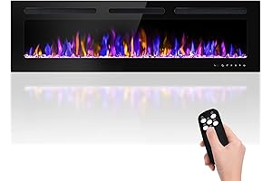 Zenith 65 Inch Electric Fireplace Wall Mounted and Recessed with Remote Control