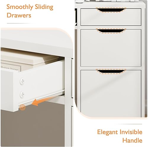 Miniatura 5 de Escritorio blanco con cajones, escritorio pequeño de computadora de 48 pulgadas con 4 cajones de almacenamiento para espacios pequeños, escritorio