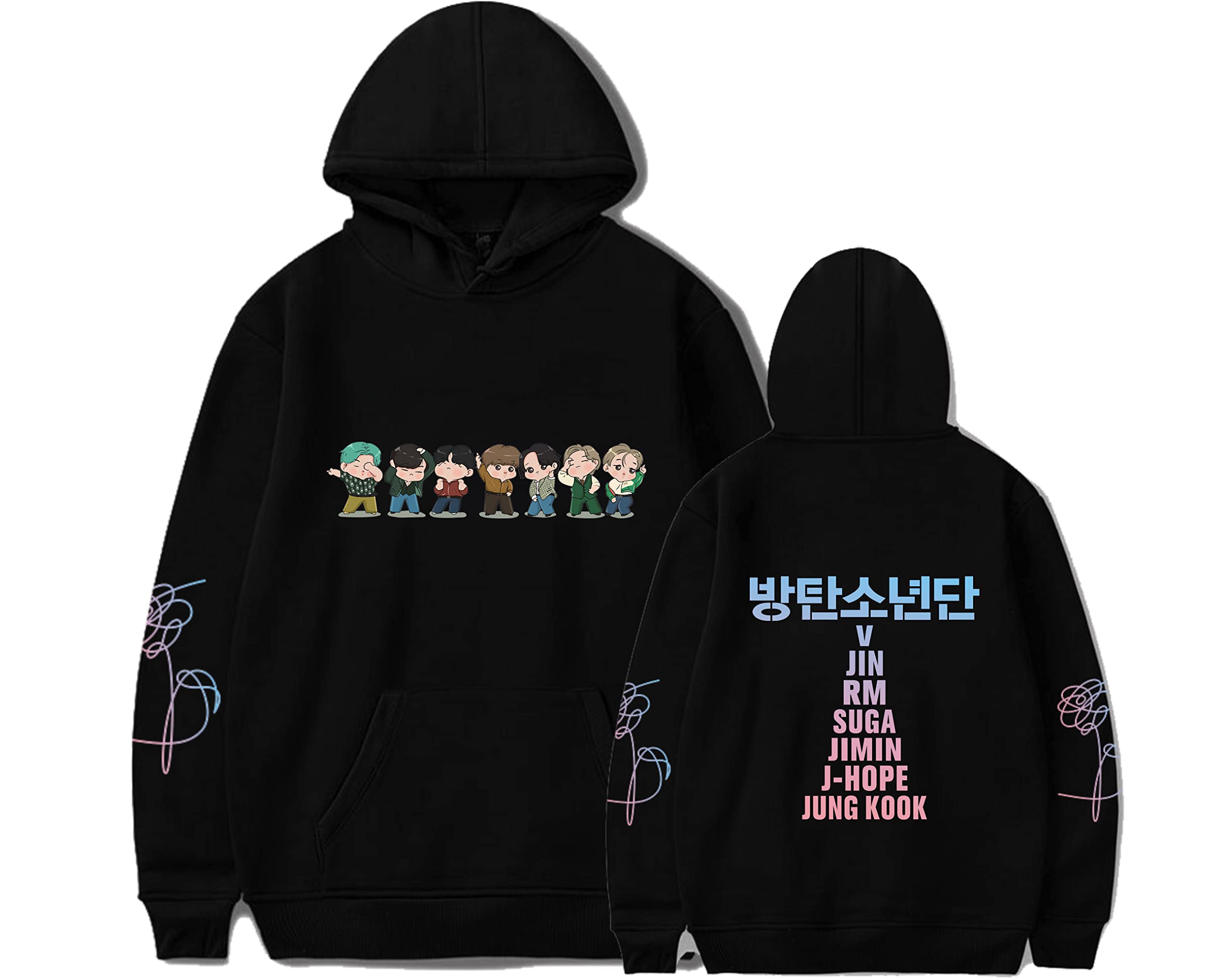 LilicoLove Yourself Hoodie Women Men K-POP Hoodies Sweatshirt Jungkook RM V Jin Sport Pullover for Bangtan Boys fans(Black,Small)