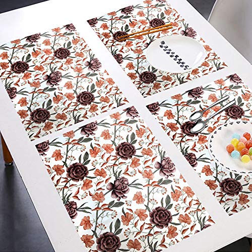 Image of Combo Set of 1 Pc Fridge Top Cover With 6 Utility Pockets and 3 Pc Fridge Mats (Brown, Set of 4)