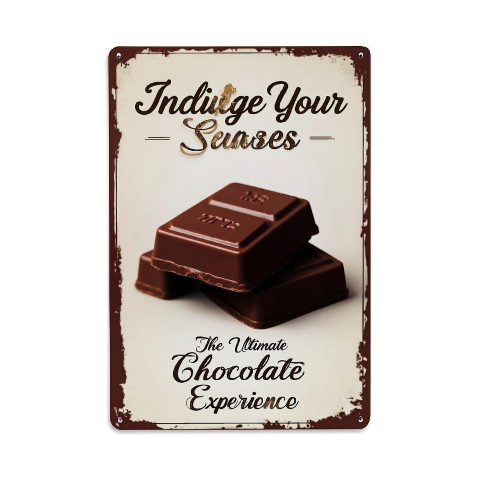 Chocolate Bar Stack Pattern Retro Metal Tin Sign, Vintage Decor Art Poster for Bar, Home, Man Cave, Kitchen, Laundry Room Gift 8x12Inch