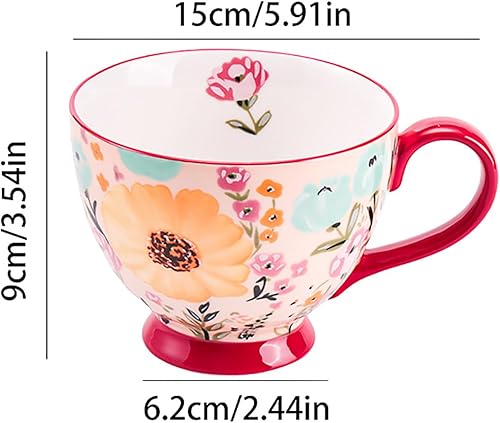 Miniatura 6 de Tazas de flores vintage  Taza de café grande de cerámica (13.5 onzas)  Bonita taza de cereales para desayuno, té y bebidas calientes  Taza de