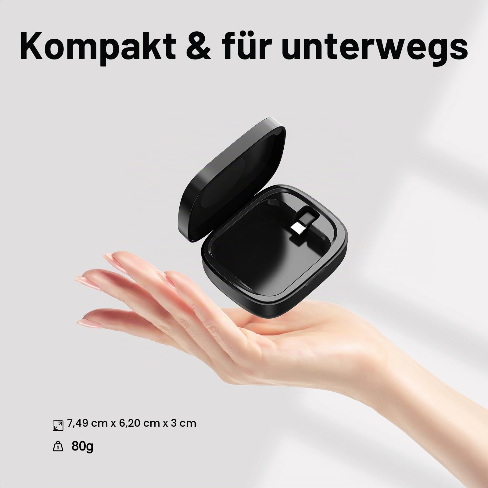 Kabellose Ladehülle für Oura Ring 4 & 3 Ladegerät, 1000 mAh tragbare Reise-Ladestation, passend für alle Ring-Gen-4- und 3-Größen, 30 Tage Laufzeit