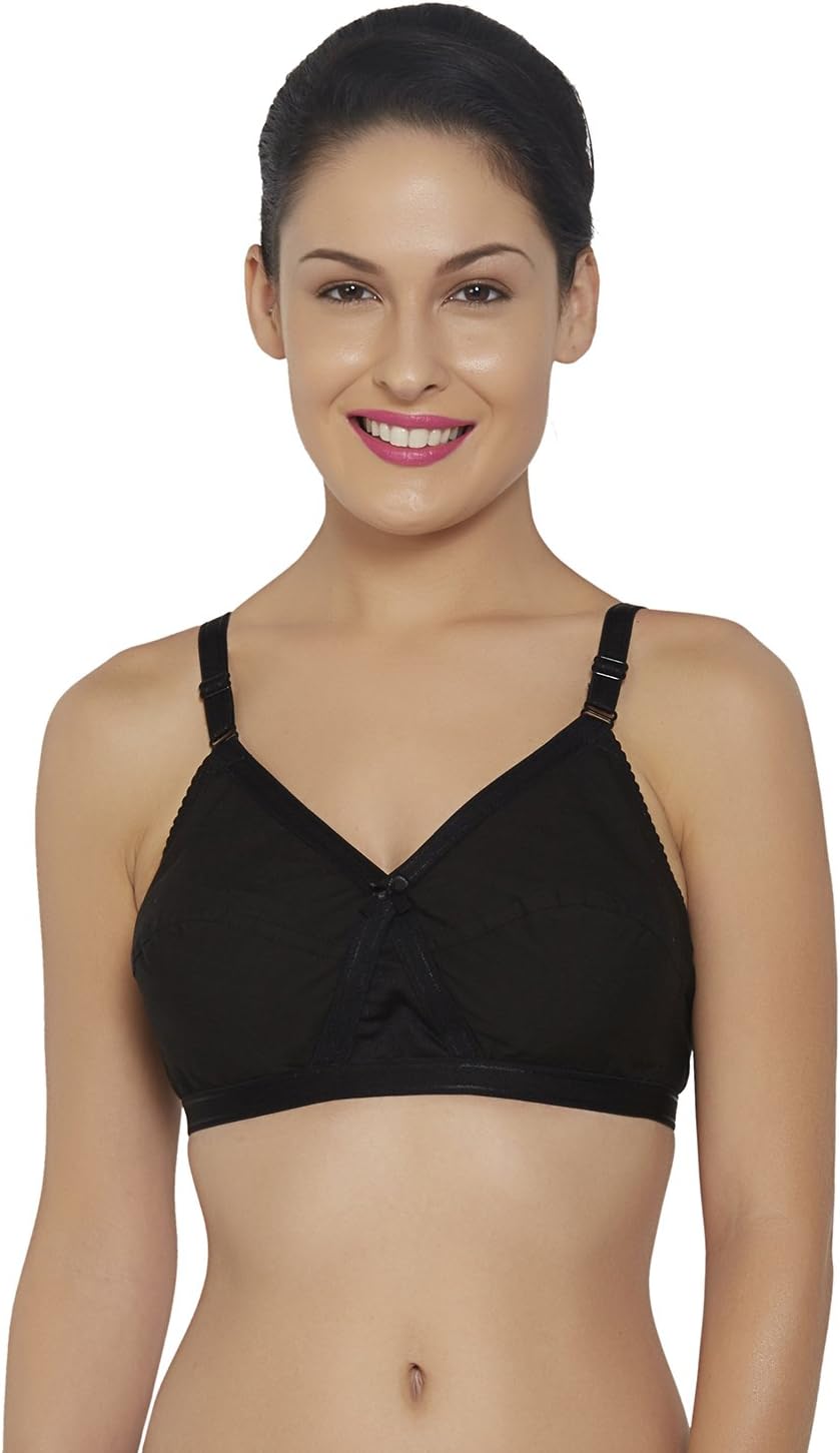LibertinaKriss Cross Black Colour Non Padded Comfortable, Skin Friendly Regular Women Cotton Bra with Elastic Strap - Pack of 1