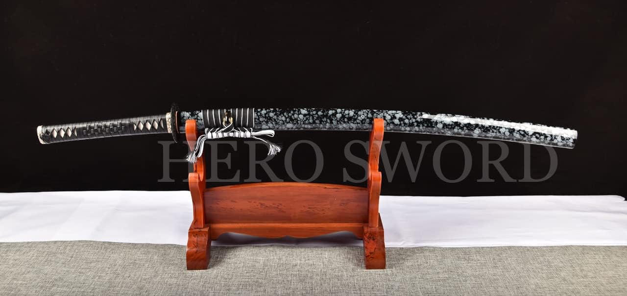 Hitatsura Hamon 皆烧 Katana Hand Forged Clay Tempered L6 Steel Blade Japanese Samurai Katana Sword Full Tang Razor Sharp Pure Handmade high-Grade Knife Gift for Men