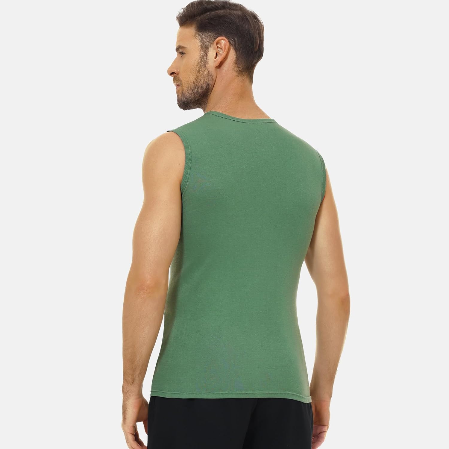 FALARY Men's Tank Top 100% Cotton Undershirt Set of 3 White Black Olive Blue S-5XL - Image 2