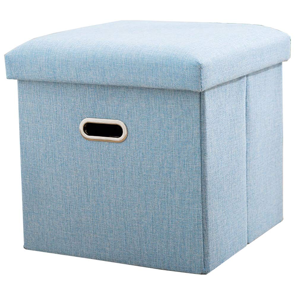 Pouffe Stool Footstool Ottoman Bench Household Multi-Function Folding Fabric Storage Box Living Room Creative Storage Stool Sofa Footstool Shoes Bench ZHAOYONGLI (Color : Blue, Size : 313131cm)
