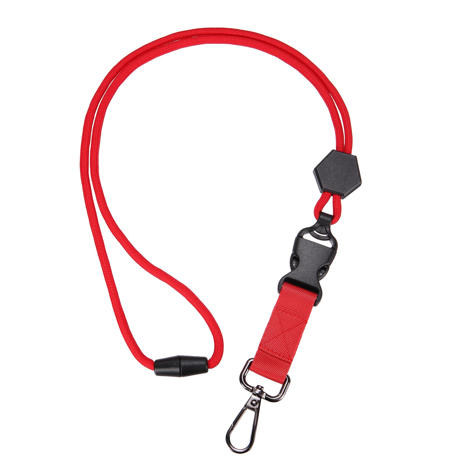 PATIKIL Breakaway Lanyard for ID Badges, Heavy Duty Neck Key Lanyard with Safety Adjustable Buckle and Metal Clip Detachable Hexagonal Cord Keychain for Card Key Badge, Red