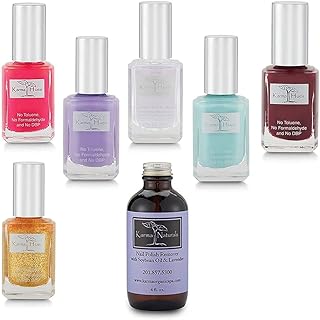 Karma Organic amazing Natural Nail Polish Colors & Soybean oil Lavender Nail polish remover - Non Toxic, Vegan, Cruelty Free Nail Paint