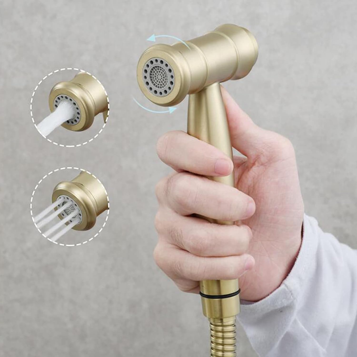 Antique Toilet Shower Kit Handheld Bidet Sprayer Stainless Steel Hand Shower Bidet Sprayer for Daily Personal Hygiene, Cleaning Care(Brushed Gold)