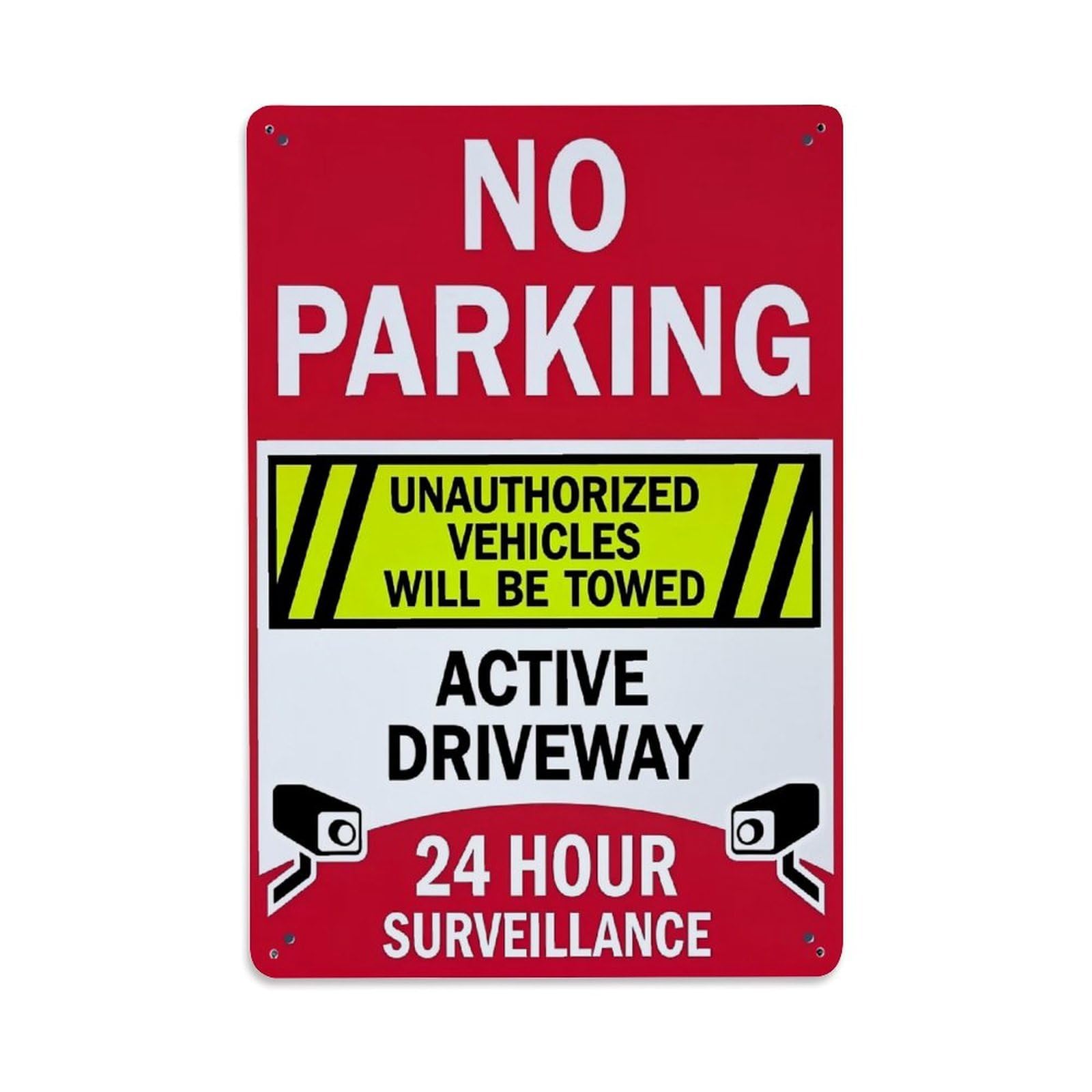 Jdfenggu Vintage No Parking Warning Sign With Surveillance Cameras Retro Metal Tin Sign, Decor Art Poster For Bar, Home, Man Cave, Kitchen, Laundry Room Gift 8X12inch