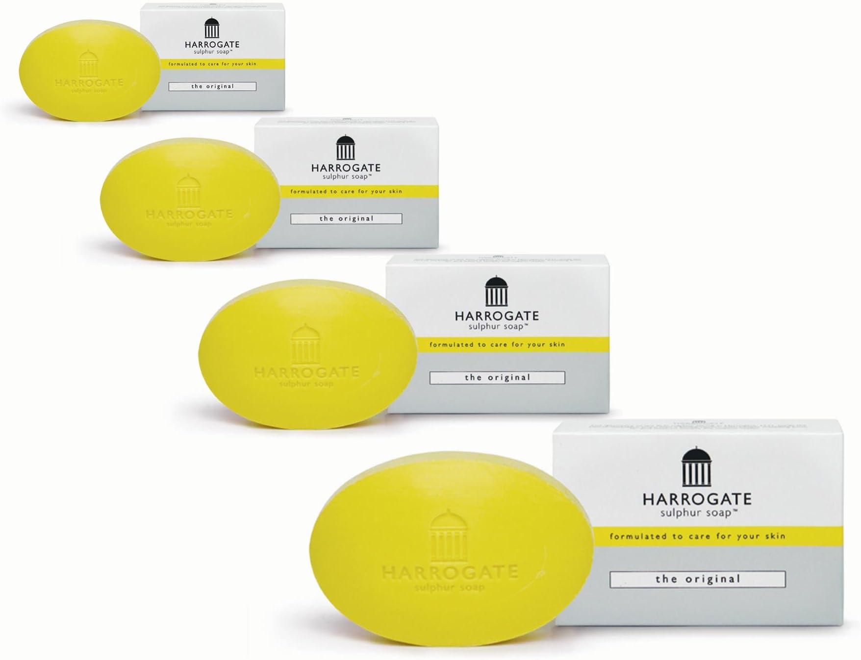 Harrogate Sulphur Soap x 4 x 100g Bars - The Original Soap - 'Yellow'