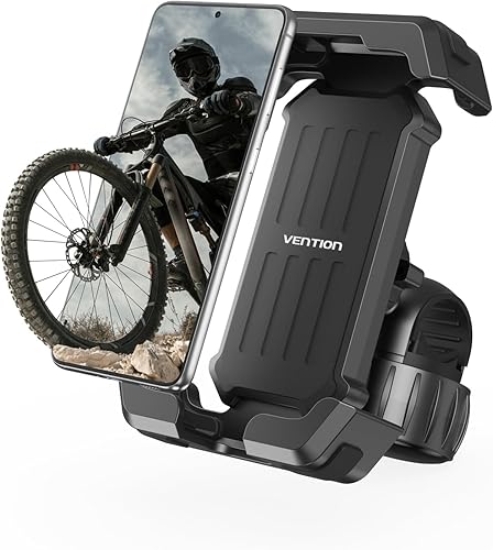 VENTION Soporte de teléfono móvil para bicicleta, soporte de teléfono para bicicleta, bloqueo automático 1s, rotación de 360 militar antivibración,