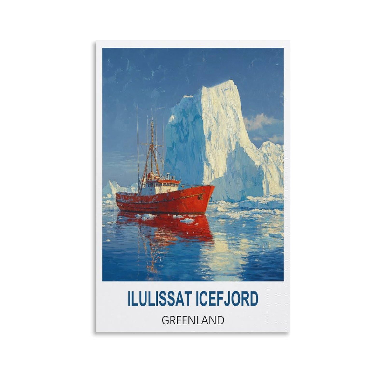 NHGEQAA Ilulissat Icefjord Greenland Vintage Travel Poster 12x18inch(30x45cm) Canvas Wall Art Print Picture