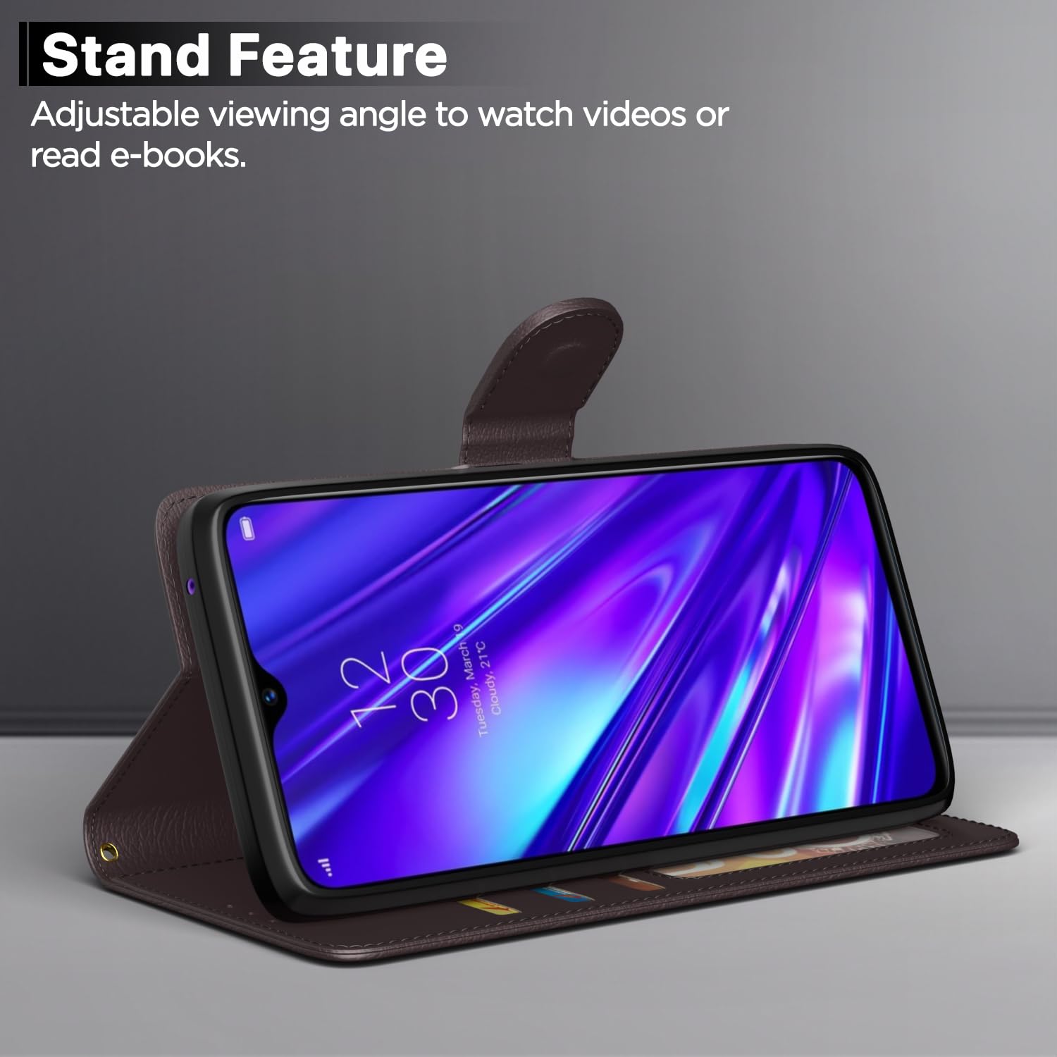 Realme 5 Pro Flip Case - Leather Wallet Stand -3